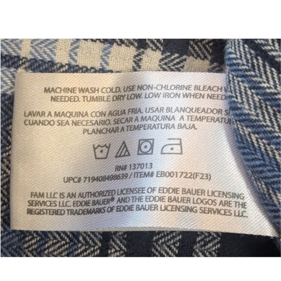 Eddie Bauer 100% Cotton Flannel Button-Up Shirt Men’s Medium Blue Plaid - Picture 9 of 9